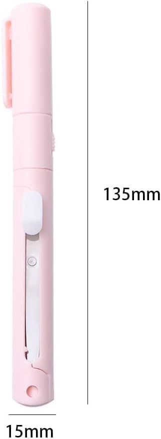 Mini Color Folding Scissor Pen, Portable Safe Ceramic Cutter 2-in-1 Folding Scissor Craft Tools Cutting Supplies for Paper Work Cutting and Measuring Devices(Pink) (Pink)