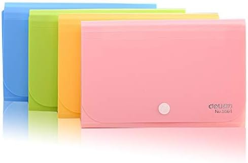 Expanding File Folder, Subdivision Accordion File Folder Mini Organizer PP Wallet for Cards,Coupons,Receipt,Tax Item or Changes,7x4.5 Inches,12 Pockets with Tabs and Check Case(Set 4)