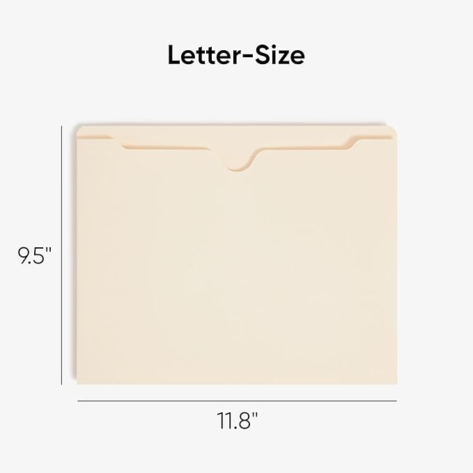 Smead File Jacket, Reinforced Straight-Cut Tab, 2" Expansion, Letter Size, Manila, 50 Per Box (75560)