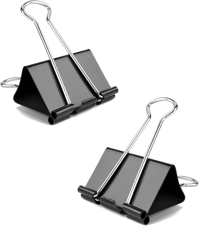 Small Binder Clips, 48 Pack, 3/4 Inch, Standard 19mm, Black, Capacity 0.31 Inch, Small Binder Paper Clips, Fold Clamp, Small Paper Clips, Office Clips, Micro Binder Clips