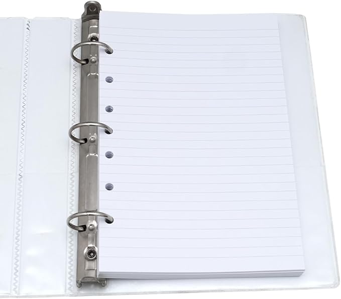 Lind Filler Paper for Mini Binder 5.5"x8.5", 500 Sheets, 7-Hole, White