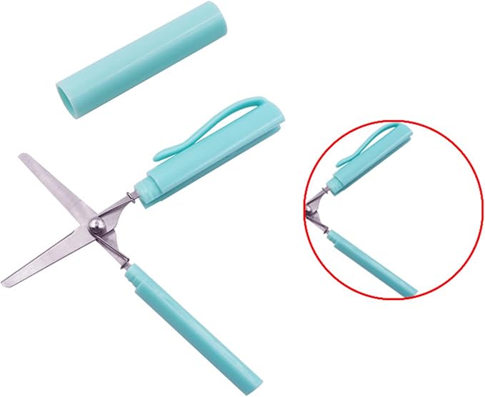 Pen Style Scissors with Cover Foldable Scissors Student Scissors Small Craft Scissors Embroidery Scissors for School, 1.4*2*11.4cm, Orange
