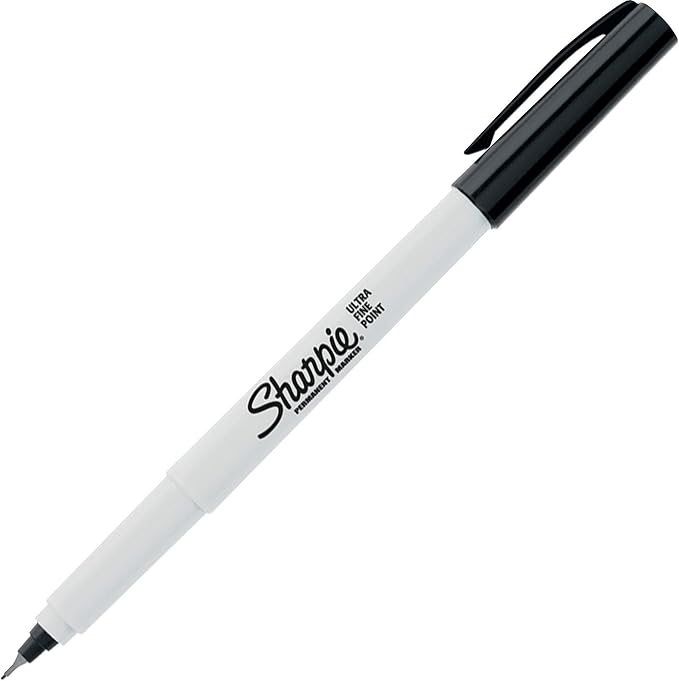 Sharpie Permanent Markers, Ultra Fine Tip Markers Set, Quick Drying And Fade Resistant Artist Marker For Wood, Plastic Paper, Metal, And More, Drawing, Coloring, And Poster Marker Black, 12 Count