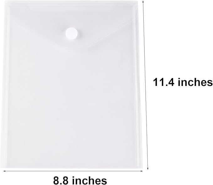 8.5 x 11 Vertical Clear Letter Sized Plastic Envelopes Document File Storage Holder 40 Pack Hook Loop Closure