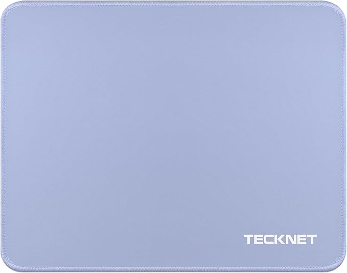 TECKNET Mouse Pad 270 x 210 x 3 mm with Anti-fray Stitchin, Waterproof Surface & Non-Slip Rubber Base with Stitched Edges Gaming Mouse Mat for Laptop,Compatible with Laser and Optical Mice - LT.Blue
