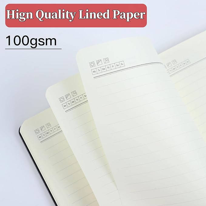 Journal Notebook Journal for Men/Women Journals for Writing A5 180Sheets 360Pages College Ruled Notebook 100gsm Lined Paper Leather Hardcover Journal 5.9'' X 8.4'' (Black)