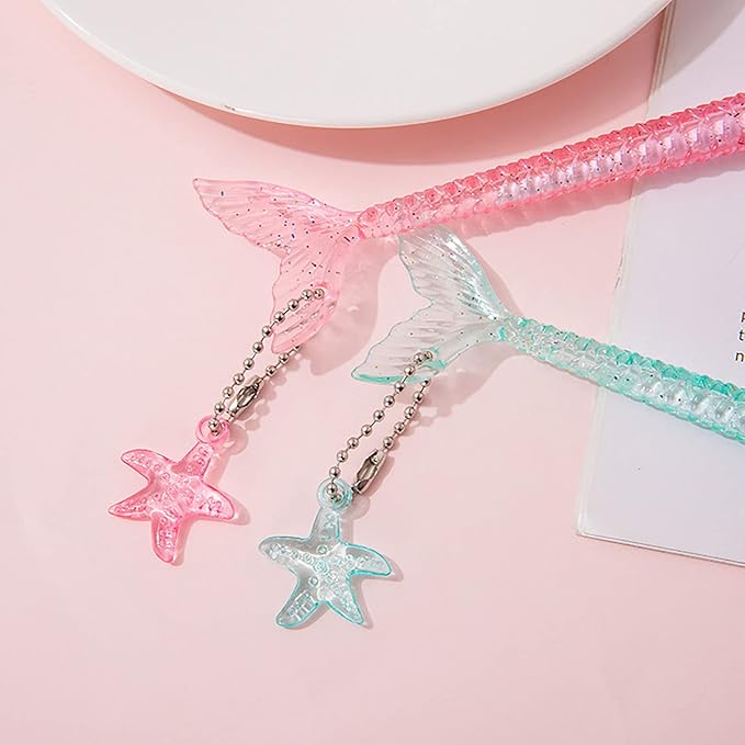 YYaaloa 12pcs Cute Mermaid Novelty Gel Ink Writing Pens 0.5 mm Black Ink Fun Kawaii Pens Bulk for Kids Office School Supplies Birthday Baby Shower Christmas Gift