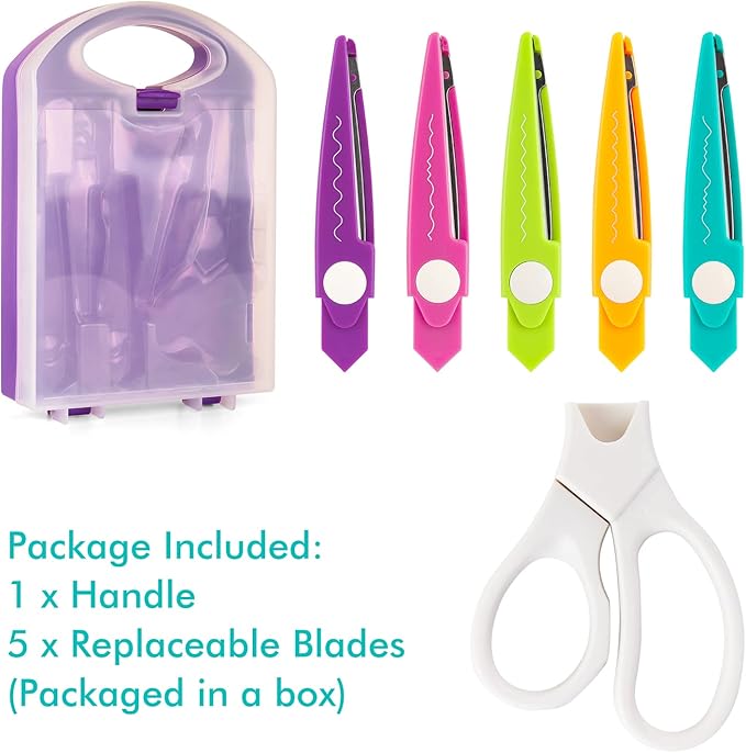 5PACK Colorful Decorative Paper Edge Scissor Sets Gret for Card Making Crafts Scrapbooking Zig Zag Edges with Portable Organizing Container for DIY Paper Wavy Edge Cutting Scrapbooking Paper Quilling