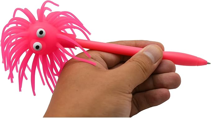 6 PCS Cute Sea Urchin Shaped Pens Soft Rubber Funny Monster Ballpoint Pens For School Christmas Office Party