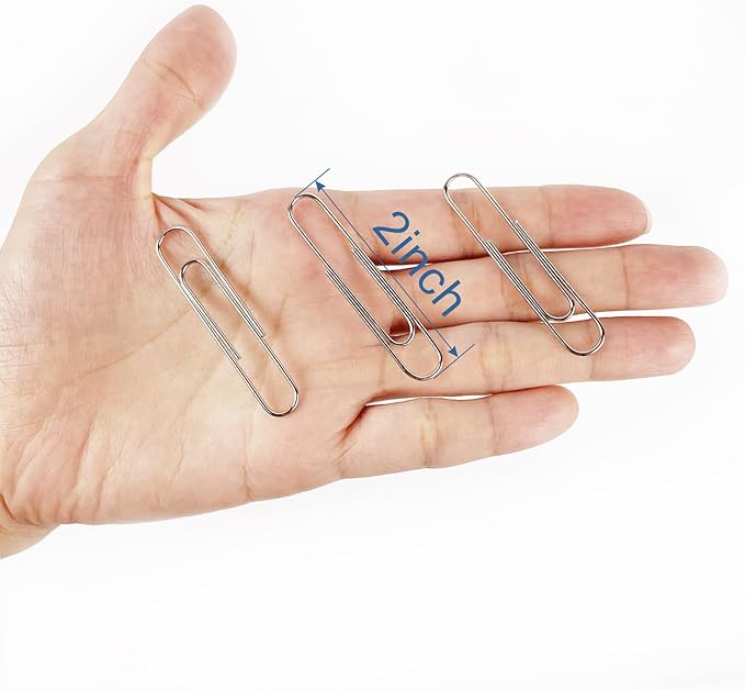 Jumbo Paper Clips, 240pcs 2 Inch Large Silver Paper Clip, Big PaperClips for Paperwork Office School and Personal Use