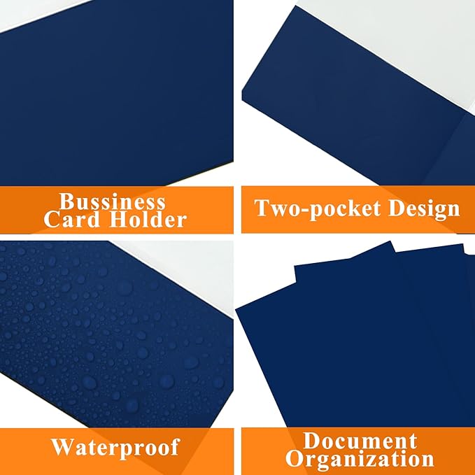 Two Pocket Folders,50 Pack Blue File Folders with Pockets Fit Letter Size Paper,Thick Paper File Folder for School Office Business Home,Assorted 6 Colors