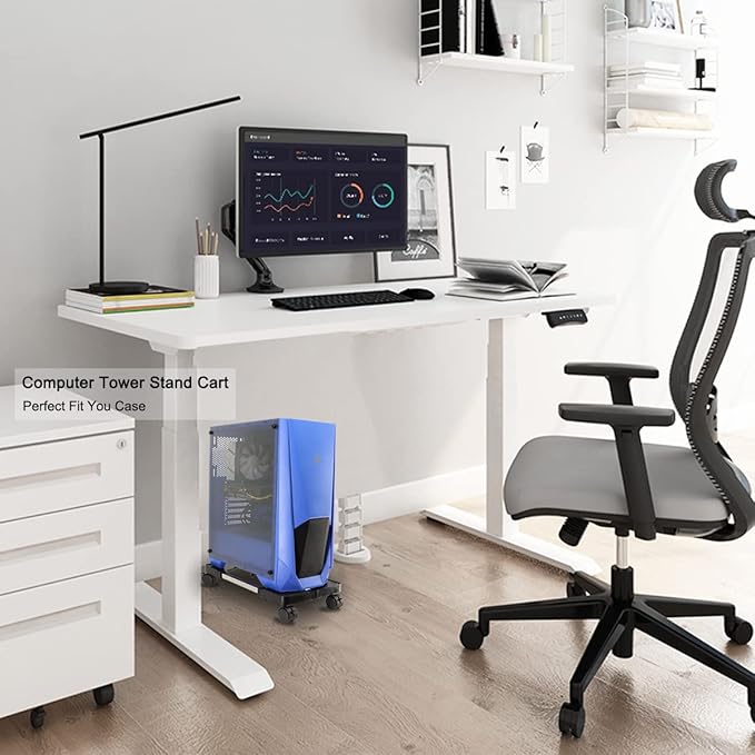 YOSE Computer Tower Stand, Adjustable Mobile CPU Stand with Rolling Caster Wheels, Premium PC Tower Stand Holder for Floor Carpet Gaming PC Case(Upgraded Version)