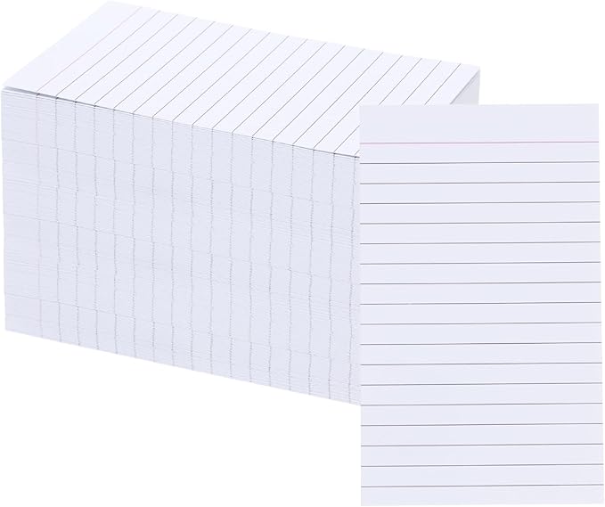 Vertical Ruled Index Cards 3 X 5 Flash Card Double Sided Lined Notecards Heavy Weight Ruled Checklist Thick Recipe Cards for Studying, School, Home and Office(White,300Count)
