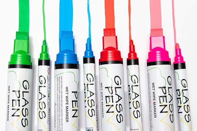 Glass Pen Window Marker: Liquid Chalk Markers for Glass, Car Marker or Mirror Pen with Washable Paint - Graduation Car Windows, Storefront Window, Wedding, Parade, Party & Holiday (Purple, Fine Tip)