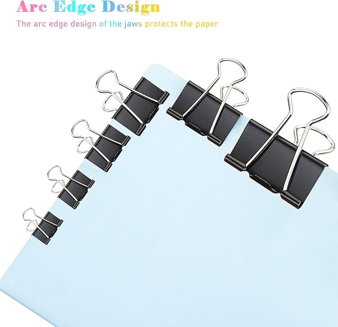 Small Binder Clips, 48 Pack, 3/4 Inch, Standard 19mm, Black, Capacity 0.31 Inch, Small Binder Paper Clips, Fold Clamp, Small Paper Clips, Office Clips, Micro Binder Clips