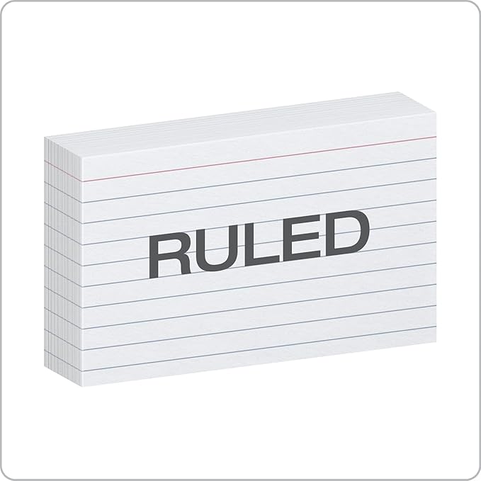 Oxford Index Cards, 3 x 5 Inches, White, Lined on Front, Blank on Back, Flashcards for School and Studying, Recipe Note Cards, 500 Count (5 Packs of 100) (40176)