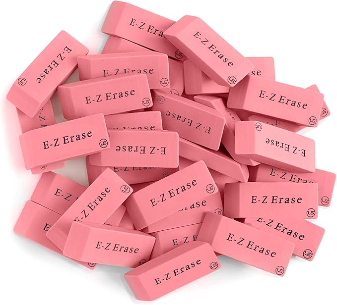 Pink Erasers, 120 Count Rectangular Eraser Bulk Pack, Latex Free Pink Pearl Erasers for School Supplies, Art and Office