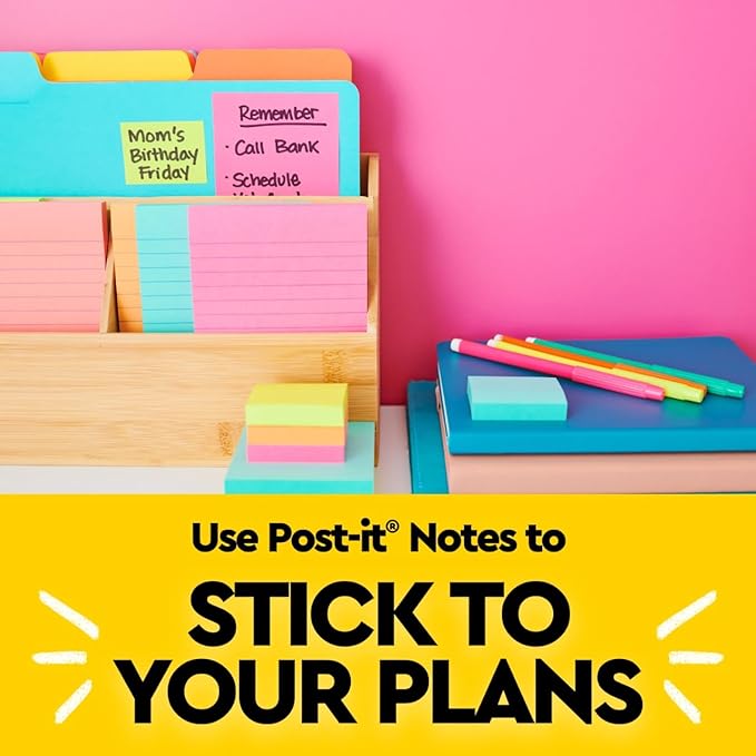 Post-it Notes, 3 in x 3 in., 3 Sticky Notes Pads, 50 Sheets per Pad, Poptimistic Collection, School Supplies and Office Products, The Original Post-it Note