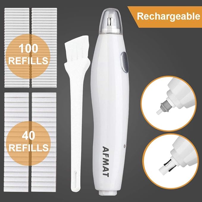 AFMAT Electric Eraser for Artists, 140 Eraser Refills, Rechargeable Electric Eraser for Drawing, Artist Eraser Rechargeable for Drafting, Painting, Sketching, Architectural Plans, Detailer Tool-White