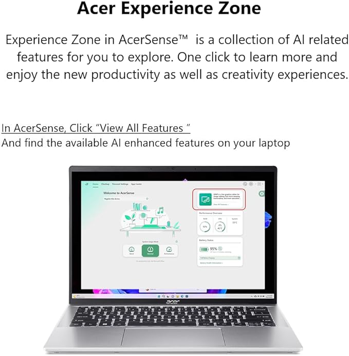 Acer Swift Go 14 Intel Evo Edition Laptop | 14" OLED WQXGA+ 2880x1800 Display | Unlock AI Experiences | Intel Core Ultra 5 processor 125H | Intel ARC | 8GB LPDDR5 | 512GB SSD | WiFi 6E | SFG14-73-58EP