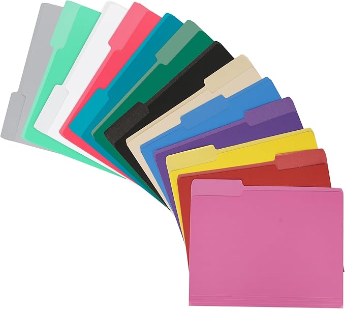 18 Packs Red File Folders - Colored File Folders Letter Size,1/3 Cut Tab File Folders for Documents, Folder for Filing Cabinet,Office Supplies Folders