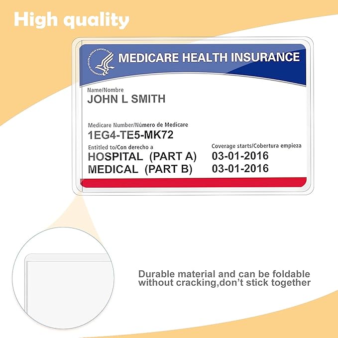 10 Pack New Medicare Card Holder Protector Sleeves,12Mil Clear PVC Waterproof Medical/Credit Card, Business/Social Security Card Protector