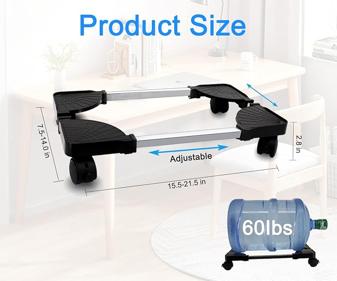 YOSE Computer Tower Stand, Adjustable Mobile CPU Stand with Rolling Caster Wheels, Premium PC Tower Stand Holder for Floor Carpet Gaming PC Case(Upgraded Version)