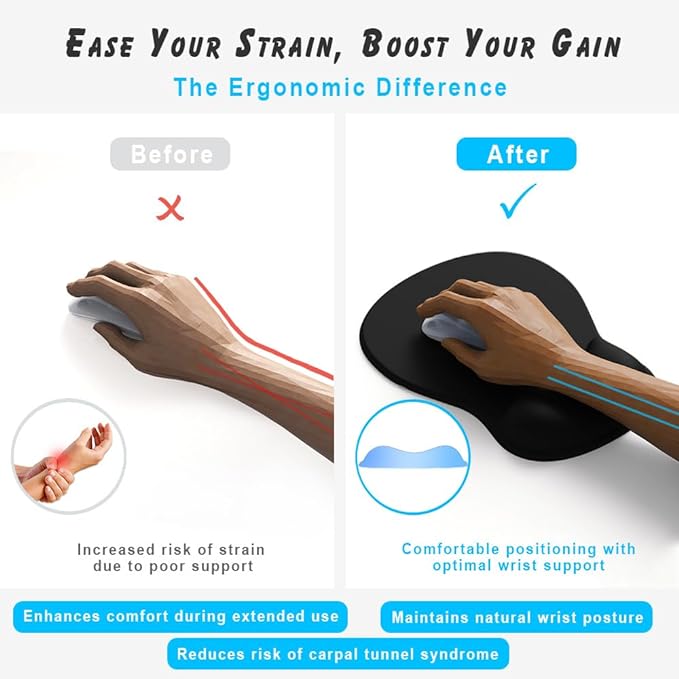 ErgoComfort Gel Wrist Rest Mouse Pad-Ergonomic Office Mousepad with Wrist Support-Non-Slip, Design Desk Accessories Mat for Home&Game Decor (08Elegant Floral)