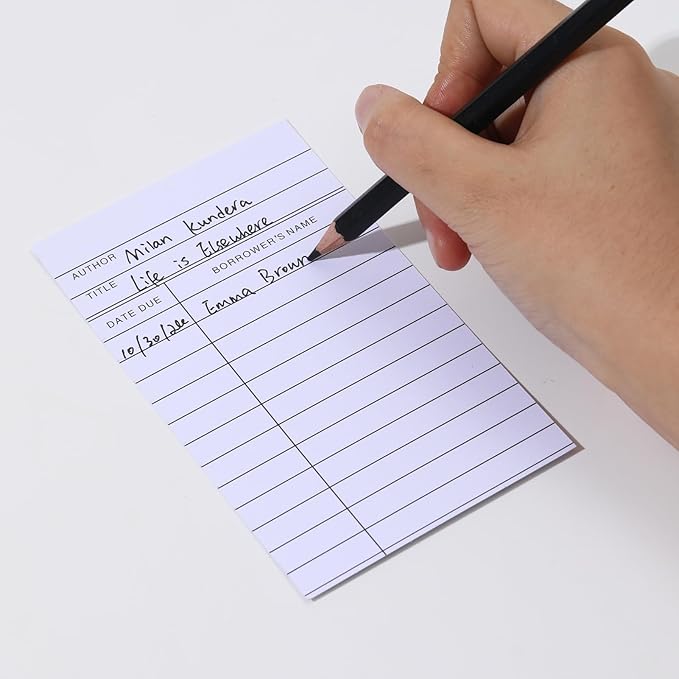 Library Cards, Checkout Catalog Book Card,Library Checkout Index Cards, Due Date NoteCards for Record Keeping (3x5 in,100 Count)