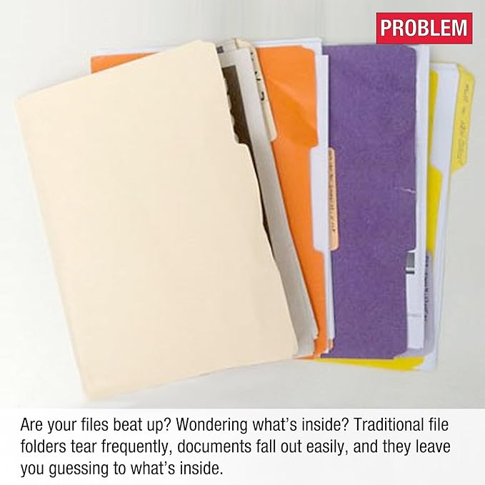 Ultimate Office PocketFile™ Clear Poly Document Folder Project Pockets, 5th-Cut, Letter Size, in 5 Assorted Colors, Set of 50