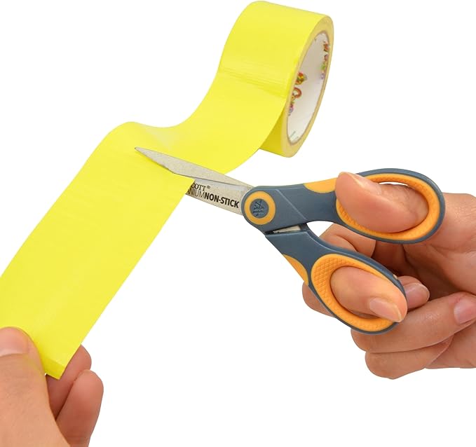 Westcott 14881 5-Inch Non-Stick Titanium Scissors For Office and Home, Yellow/Gray
