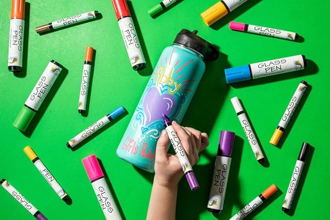 Glass Pen Window Marker: Liquid Chalk Markers for Glass, Car Marker or Mirror Pen with Washable Paint - Graduation Car Windows, Storefront Window, Wedding, Parade, Party & Holiday (Purple, Fine Tip)