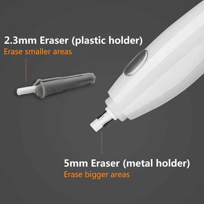 AFMAT Electric Eraser for Artists, 140 Eraser Refills, Rechargeable Electric Eraser for Drawing, Artist Eraser Rechargeable for Drafting, Painting, Sketching, Architectural Plans, Detailer Tool-White