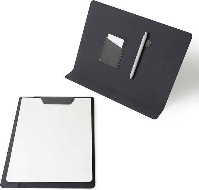 LHiDS Folio Lite 2.0 with Stand, Business Portfolio Resume, 3-in-1 Padfolio with Magnetic Accessories, Work as Notebook Cover, Clipboard, Organizing Board for Home and Office (Black, A4/Letter)