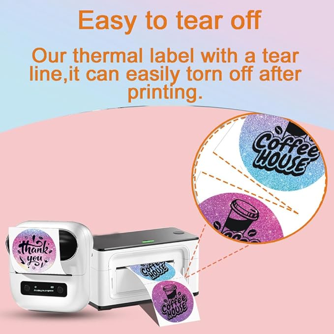 1.18×1.18 Round Thermal Labels, Round Thermal Sticker Labels for Business and Home, Thermal Printer Labels for DIY Logo Design, Thanks Card, 200 Labels for Printer 30mmx 30mm