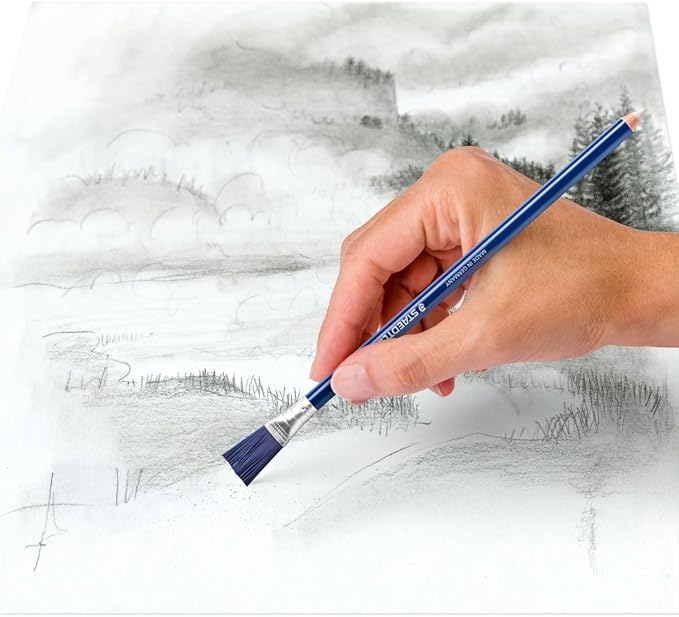 Staedtler Eraser Pencil with Brush, White, Blue, 1 Count (Pack of 1)