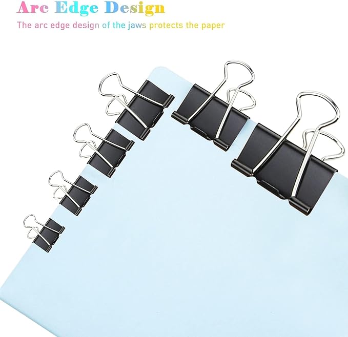 Extra Large Binder Clips, 12 Pack, 2.4 Inch, Standard 60mm, Black, Large Binder Paper Clips, Fold Clamp, Extra Large Size, Jumbo Paper Clips, Office Clips, with Storage Container