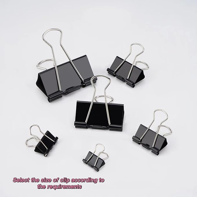 Binder Clips, Medium Binder Clips,144 Pcs1 Inch,Black Metal Medium Paper Clips for Office, Home, School