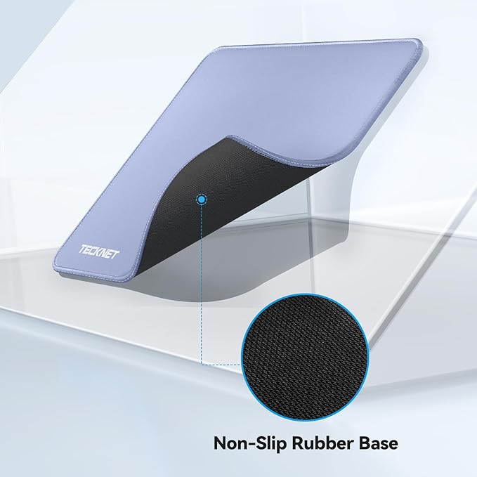 TECKNET Mouse Pad 270 x 210 x 3 mm with Anti-fray Stitchin, Waterproof Surface & Non-Slip Rubber Base with Stitched Edges Gaming Mouse Mat for Laptop,Compatible with Laser and Optical Mice - LT.Blue