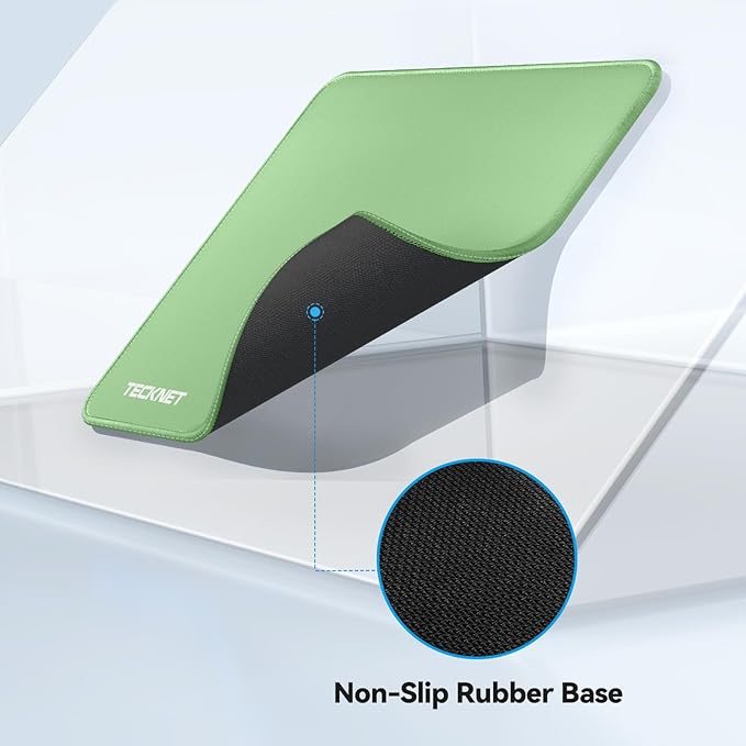 TECKNET Mouse Pad with Anti-fray Stitching, Waterproof Surface & Non-Slip Rubber Base with Stitched Edges Gaming Mouse Mat for Laptop,Compatible with Laser and Optical Mice - LT.Green