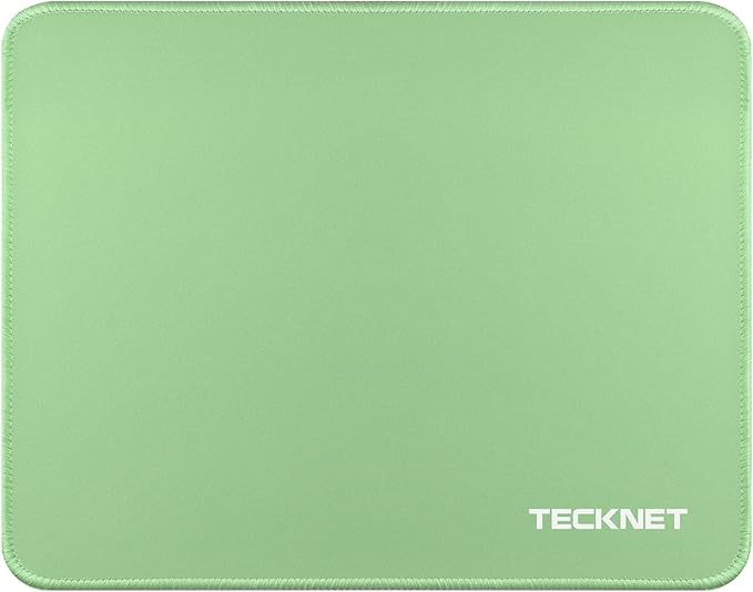 TECKNET Mouse Pad with Anti-fray Stitching, Waterproof Surface & Non-Slip Rubber Base with Stitched Edges Gaming Mouse Mat for Laptop,Compatible with Laser and Optical Mice - LT.Green