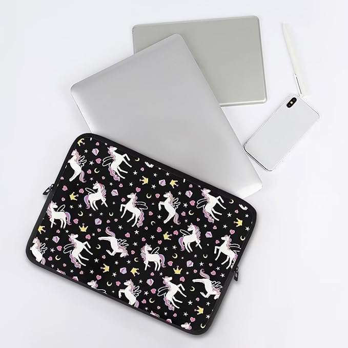 Horse Printed Computer Bags for Laptops Girls, Heart Pattern Computer Carrying Cover Portable Laptop Case Bag, 10 Inch Shockproof Laptop Bag Neoprene Computer Briefcase