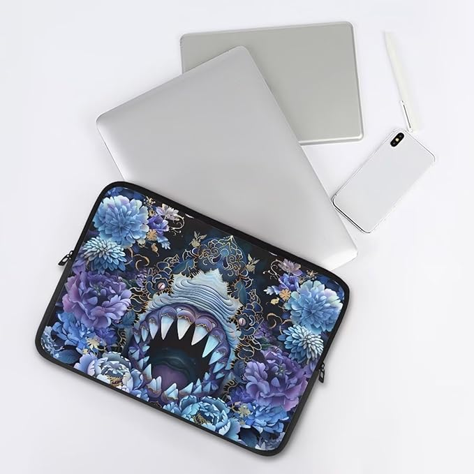 SharkPeony Printed Computer Bags for Laptops for Women Men, Shockproof 17 Inch Laptop Case Bag Washable Messenger Bag with Zipper, Laptop Case Computer Carrying Cover Easy to Carry