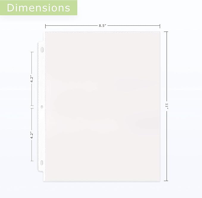 Office Werks 250 Sheet, Heavy Duty Clear Page Protectors 8.5"x11" for 3 Ring Binder, Plastic Sleeves, Durable Top Loading Paper with Reinforced Holes Archival Safe