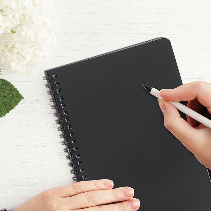 miikoul 60 Packs A5 Spiral Notebooks, Black Ruled Notebooks Bulk, 8.3"×5.5", 60 Sheets/120 Pages, Hardcover Lined Journal Notepad Travel Notebooks for Office and School Supplies