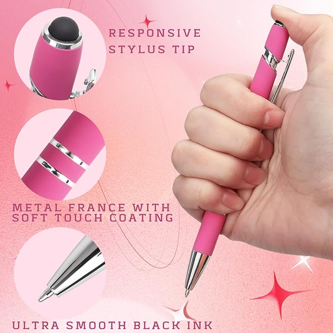 Up to 480 Pcs Personalized Pens in Bulk, Custom Metallic Printed Name Pens with Black Ink, Customized Pens Bulk with Stylus-Great Gift Ideas(Macaroon 6 Color)