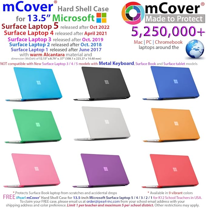 mCover Hard Case Only Compatible for 13.5" Microsoft Surface Laptop (5/4 / 3/2 / 1) with Alcantara Keyboard - Orange