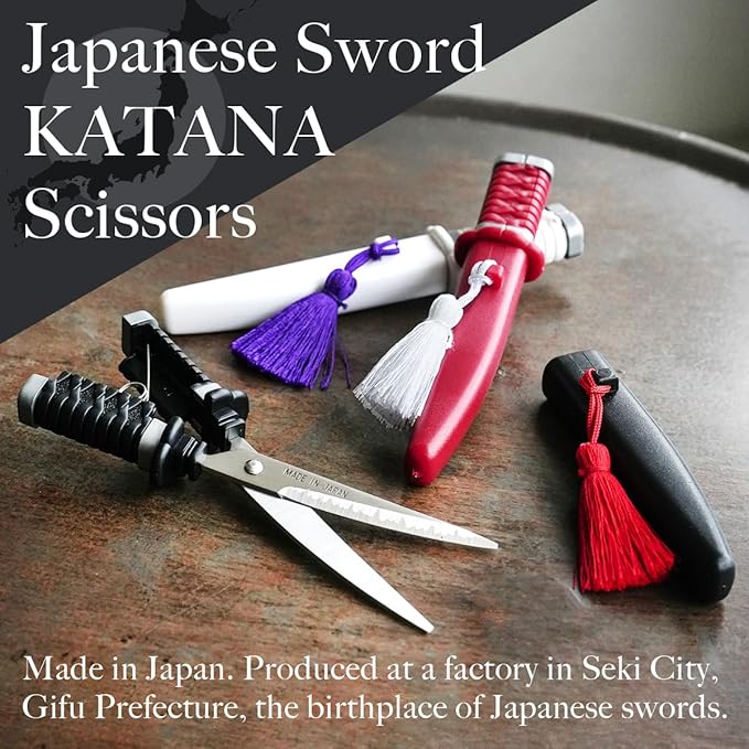 Nikken Japanese Katana Style Scissors Samurai Sword Made in Japan (White)