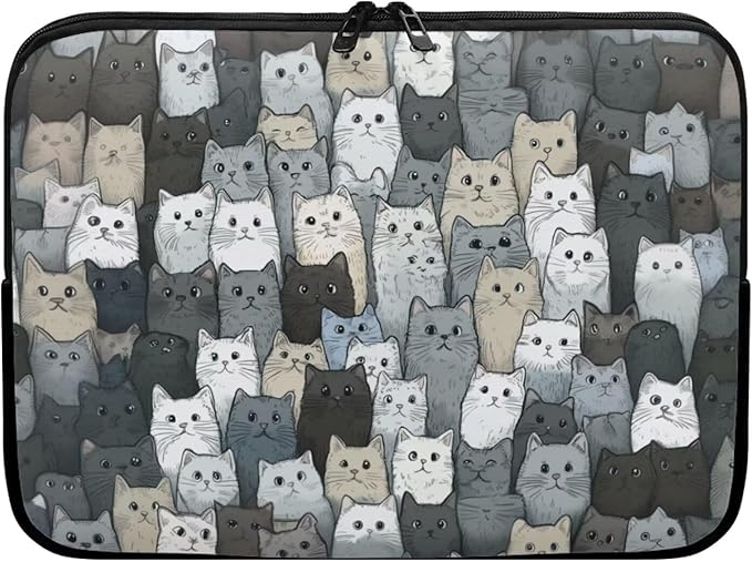 Cartoon Cat Printed Computer Bags for Laptops, Water Resistant 17 Inch Laptop Bag Laptop Briefcase Travel Case for Women Men Teens, Compatible with Most Laptops