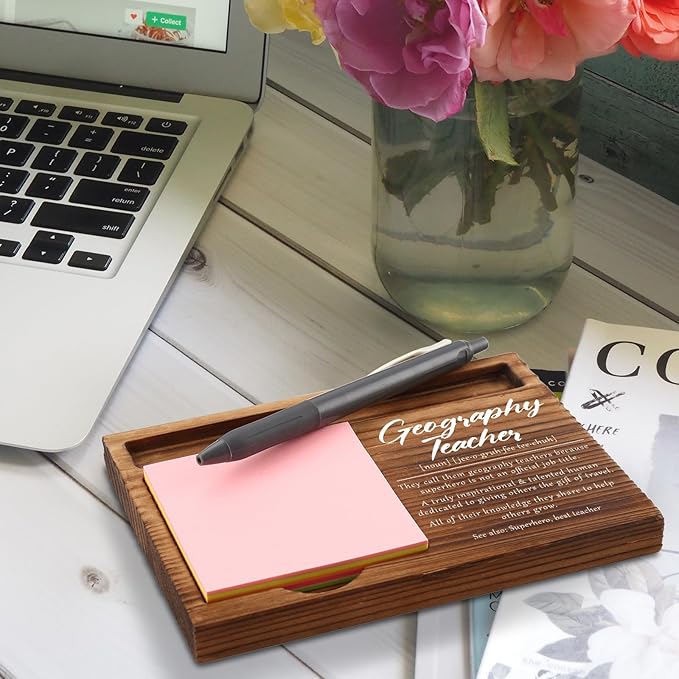 Geography Teacher Sticky Note Holder, Geography Teacher Gifts, Thank You Appreciation Quote Gifts for Geography Teacher Women Men from Student Self-Stick Note Pad Holders ZSS27